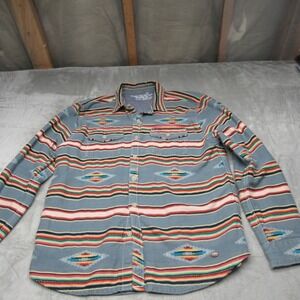 True Grit Shirt Mens XL Blue Aztec Southwestern Aztec Tribal Vibrant Long Sleeve